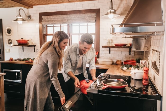 Homeowners in the kitchen