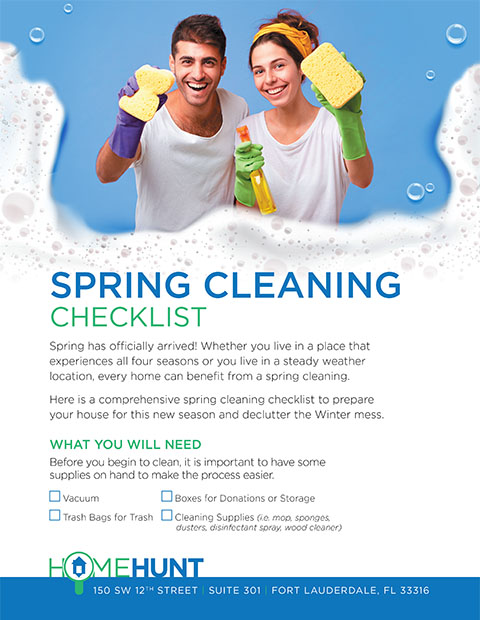 Cover image for HomeHunt's 'Spring Cleaning Checklist' real estate checklist.